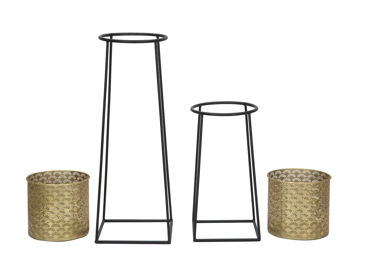 Lot de 2 Cache-Pots sur Pied "Velma" 70cm Or