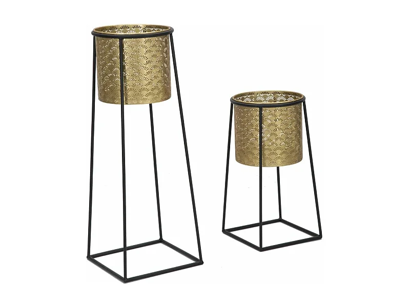 Lot de 2 Cache-Pots sur Pied "Velma" 70cm Or