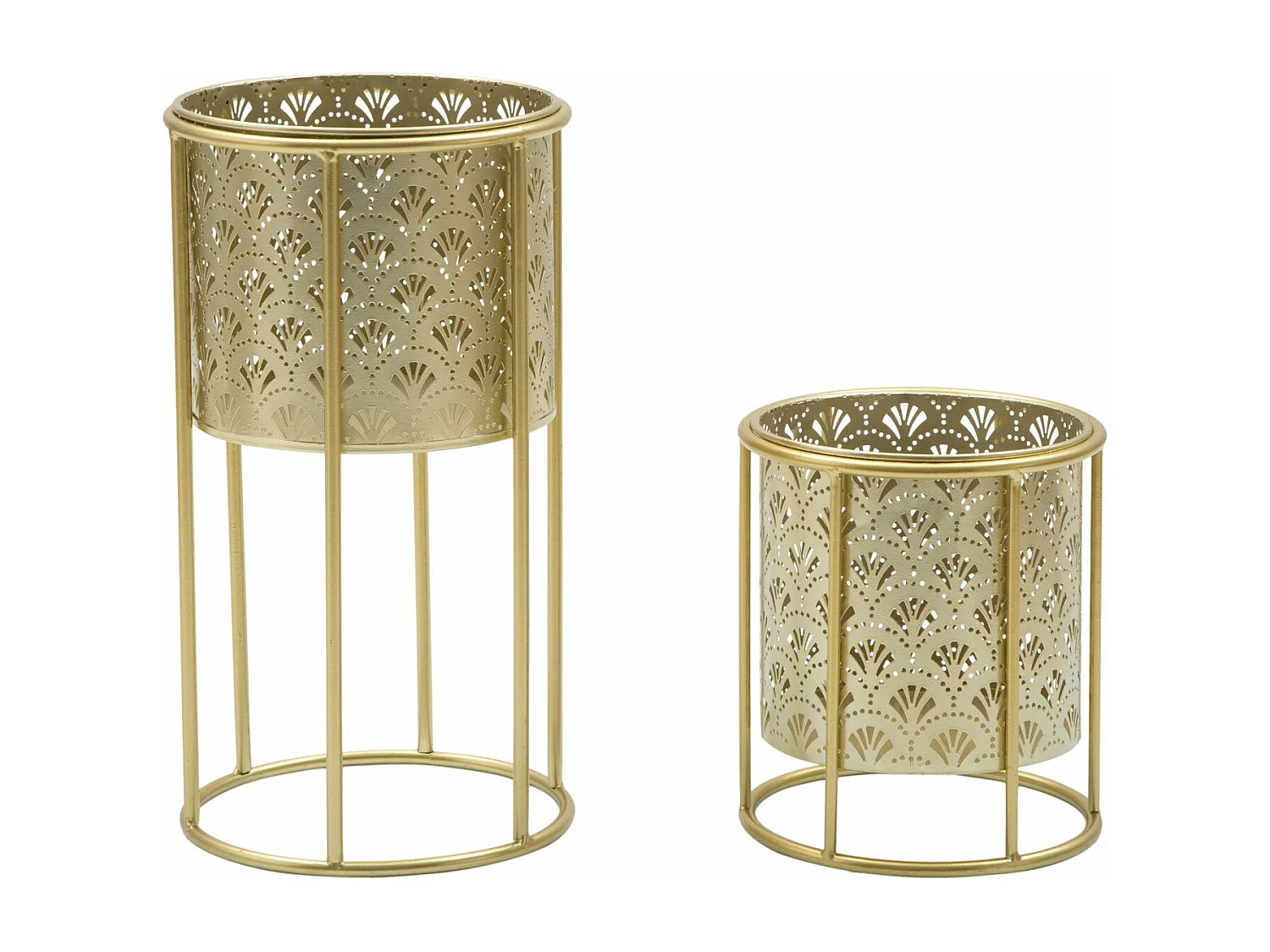 Lot de 2 Cache-Pots sur Pied "Glovy" 40cm Or