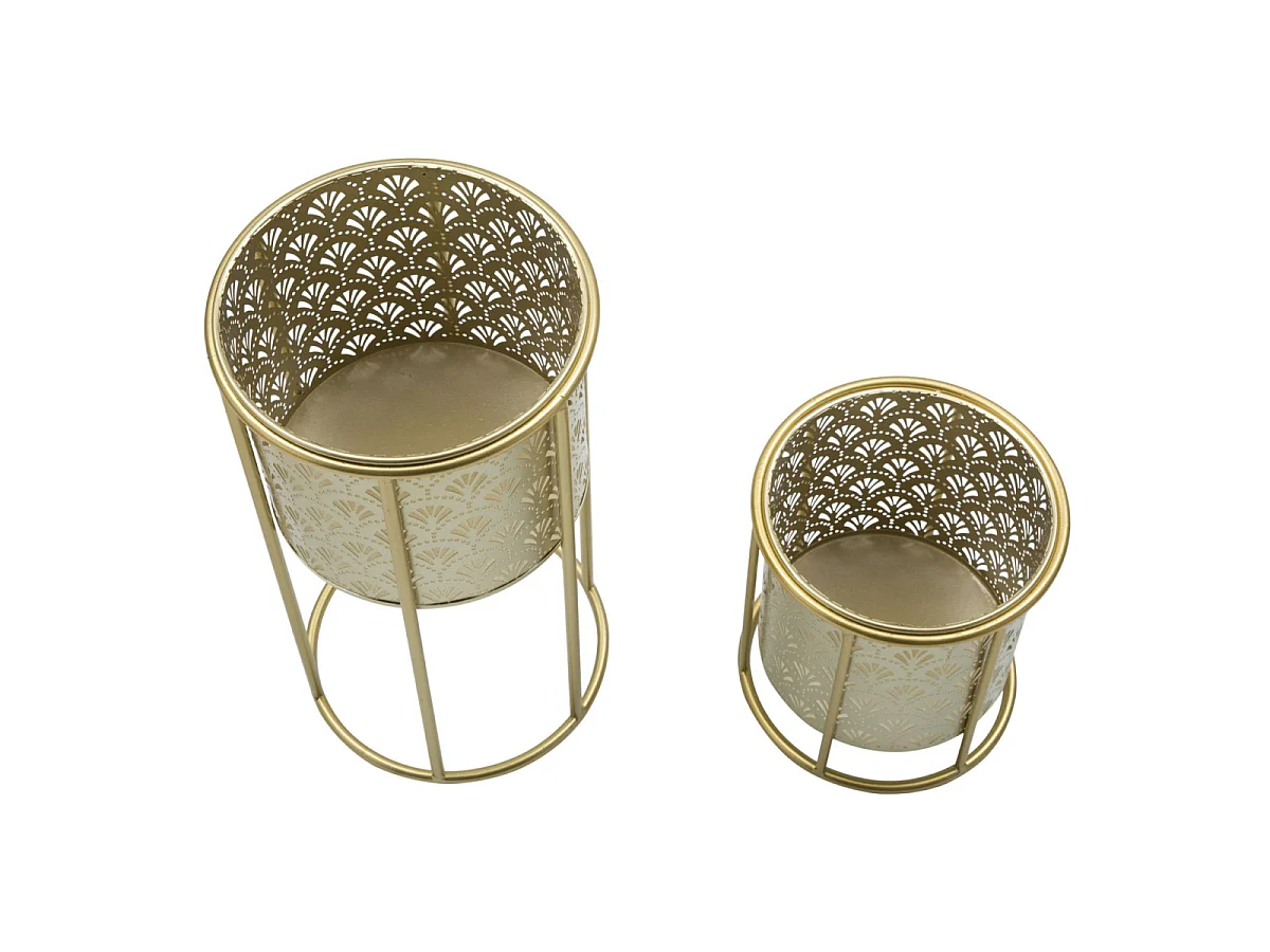 2er-Set Übertöpfe aus Metall goldfarben Ø 21x40-19x22 cm