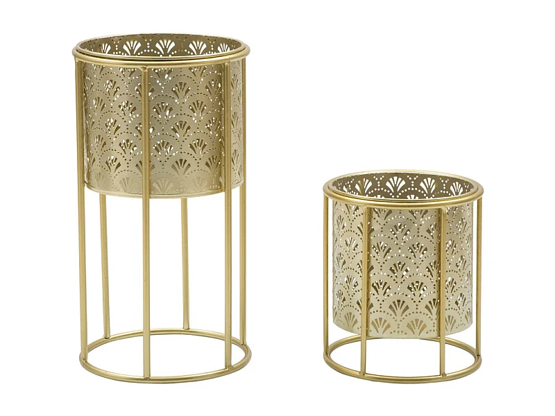 Lot de 2 Cache-Pots sur Pied "Glovy" 40cm Or