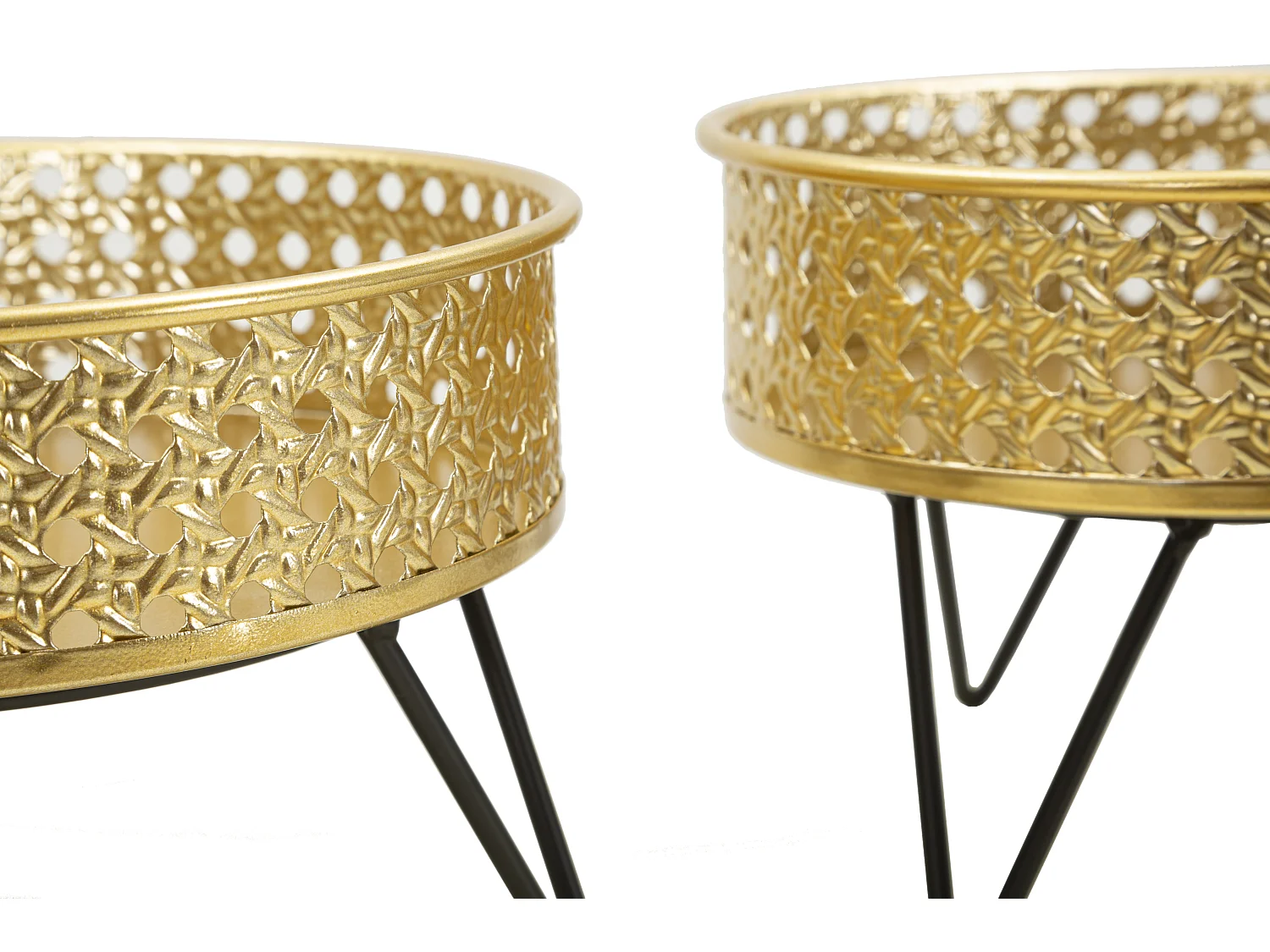 Set di 2 portavasi in metallo dorati Ø cm 20,5X13-18X13