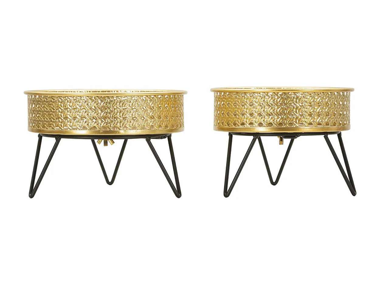 Lot de 2 Cache-Pots Design "Bossy" 20cm Or