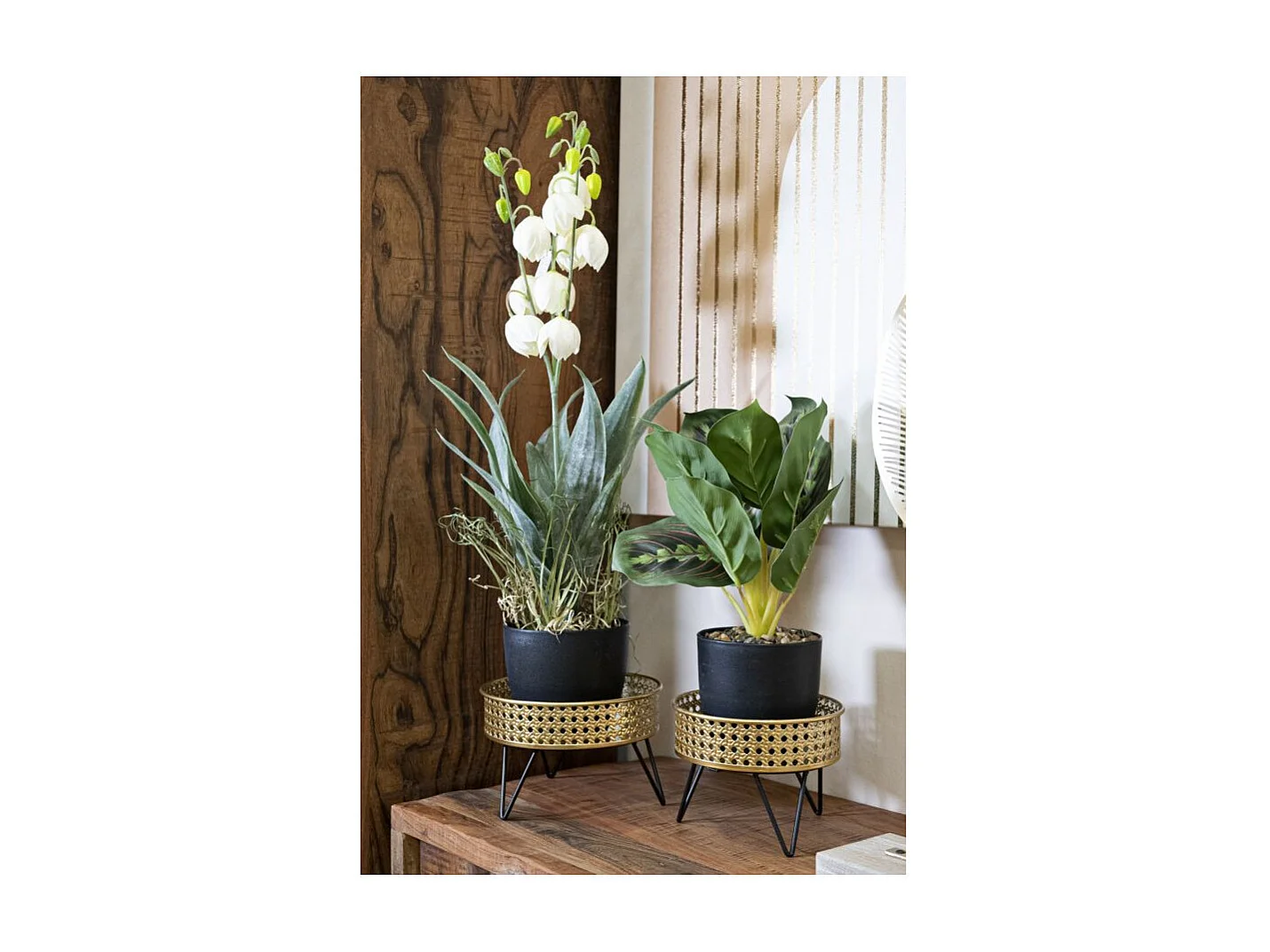 Lot de 2 Cache-Pots Design "Bossy" 20cm Or