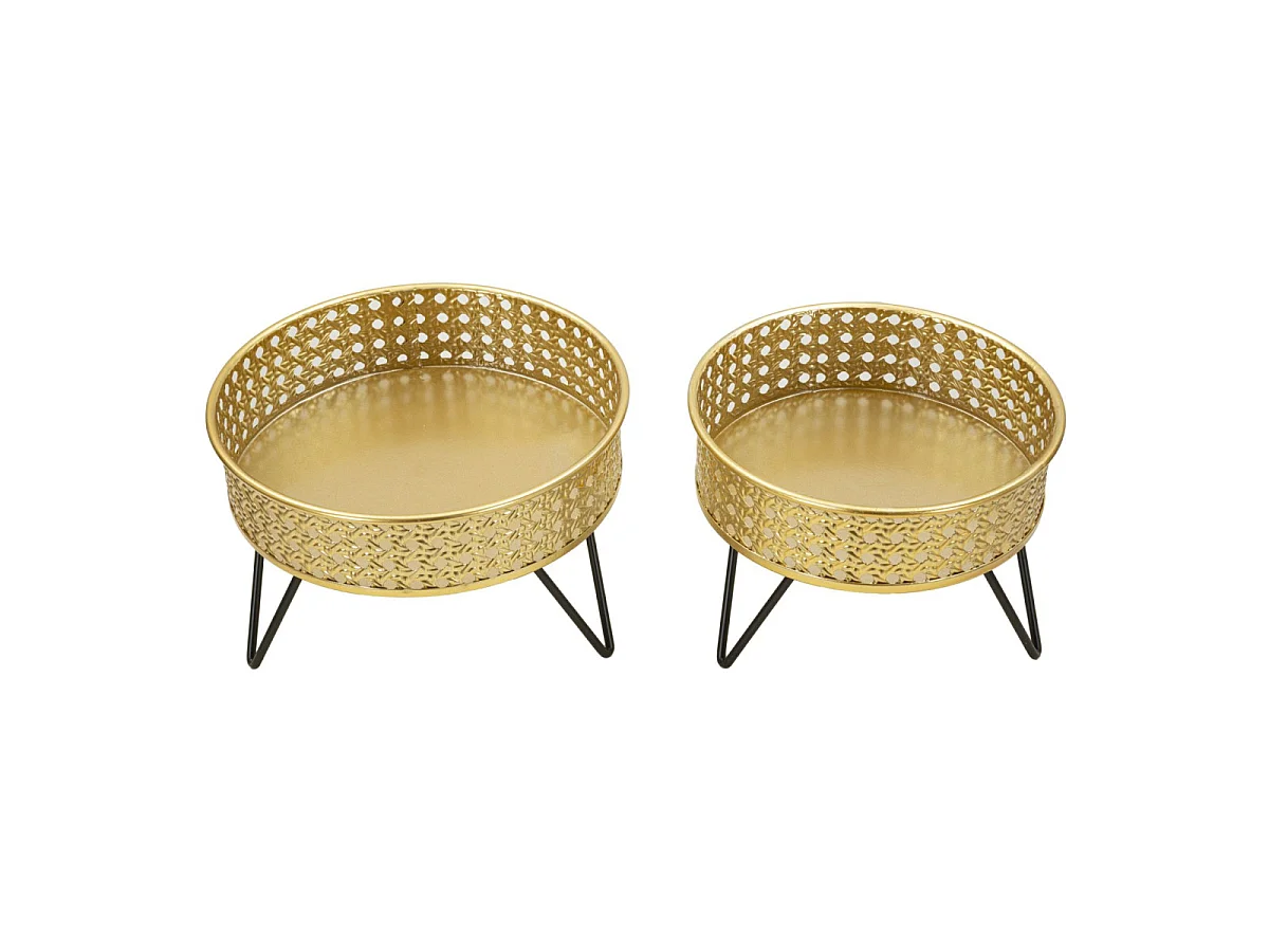 2er-Set Übertöpfe aus Metall goldfarben Ø 20,5x13-18x13 cm