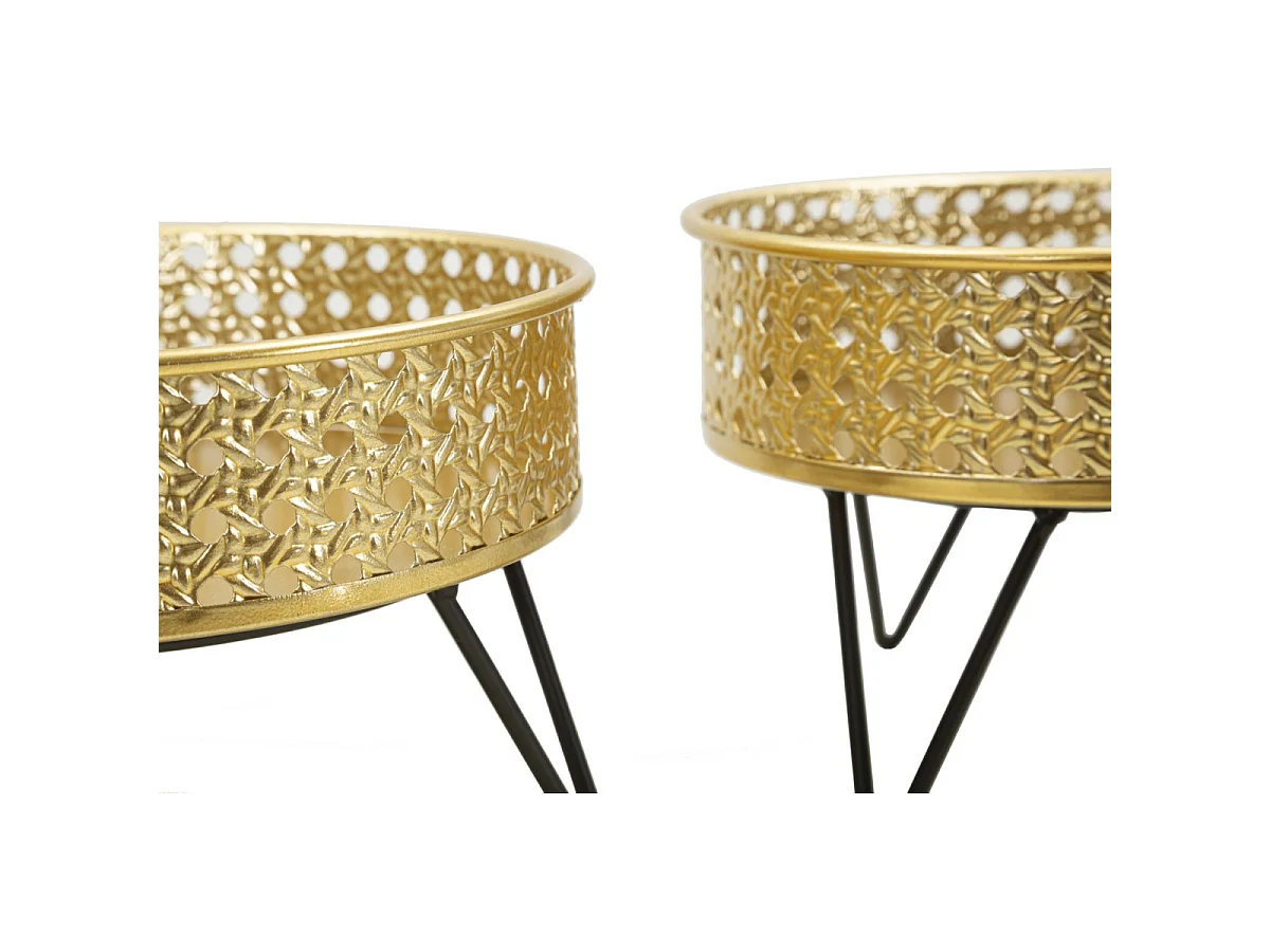 2er-Set Übertöpfe aus Metall goldfarben Ø 20,5x13-18x13 cm