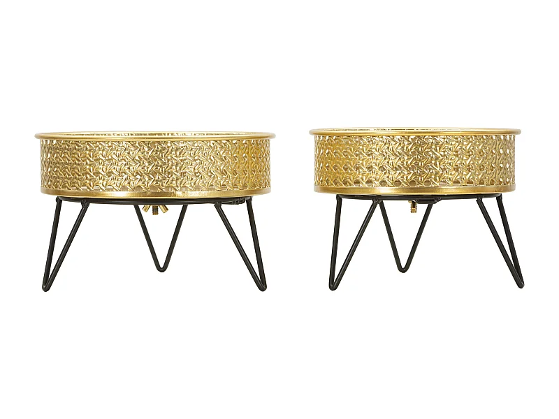 Lot de 2 Cache-Pots Design "Bossy" 20cm Or