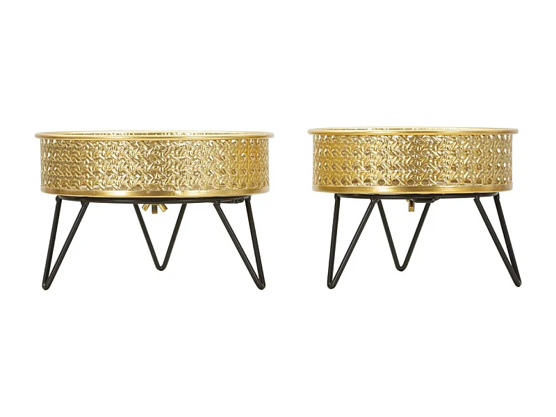 Set van 2 gouden metalen plantenpotten Ø cm 20,5X13-18X13