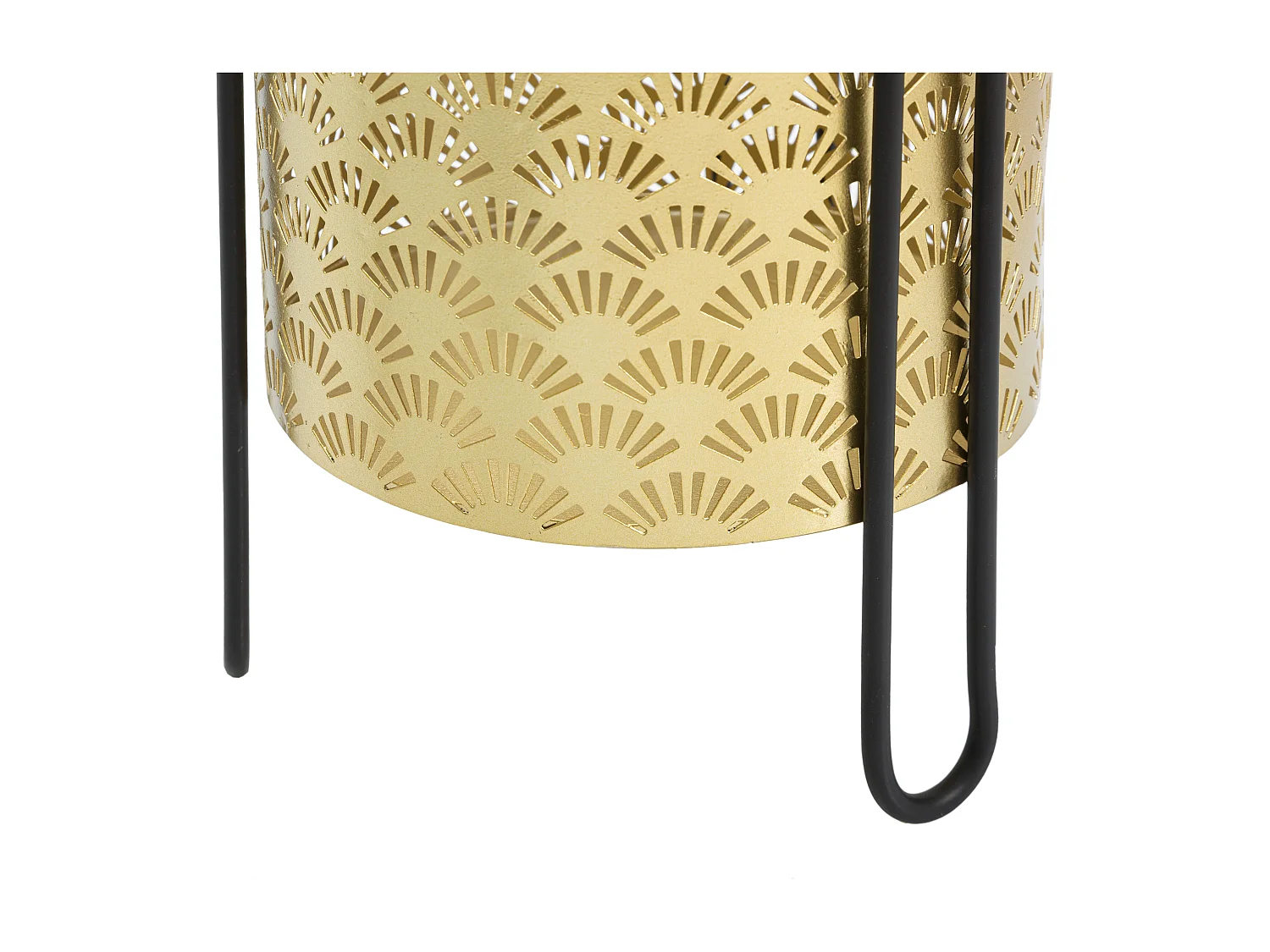 Set di 2 portavasi in metallo dorati e neri Ø cm 21x40-19x22