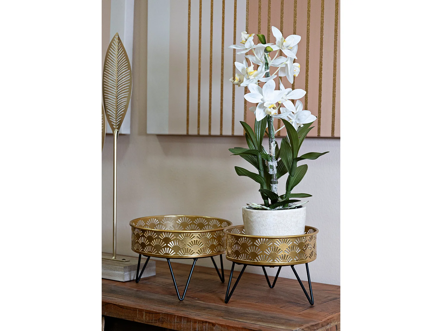 Lot de 2 Cache-Pots Design "Zanny" 20cm Or