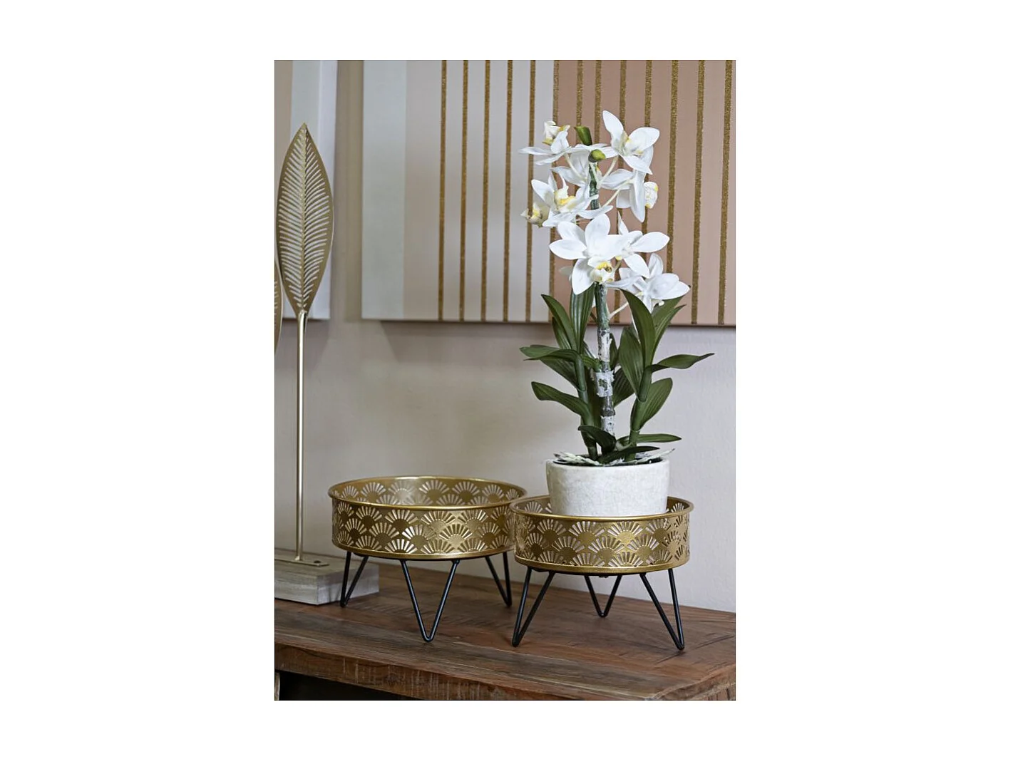 Lot de 2 Cache-Pots Design "Zanny" 20cm Or