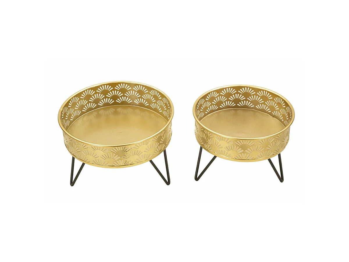 2er-Set Übertöpfe aus Metall goldfarben Ø 20,5x13-18x13 cm
