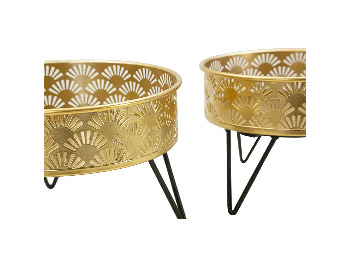 2er-Set Übertöpfe aus Metall goldfarben Ø 20,5x13-18x13 cm