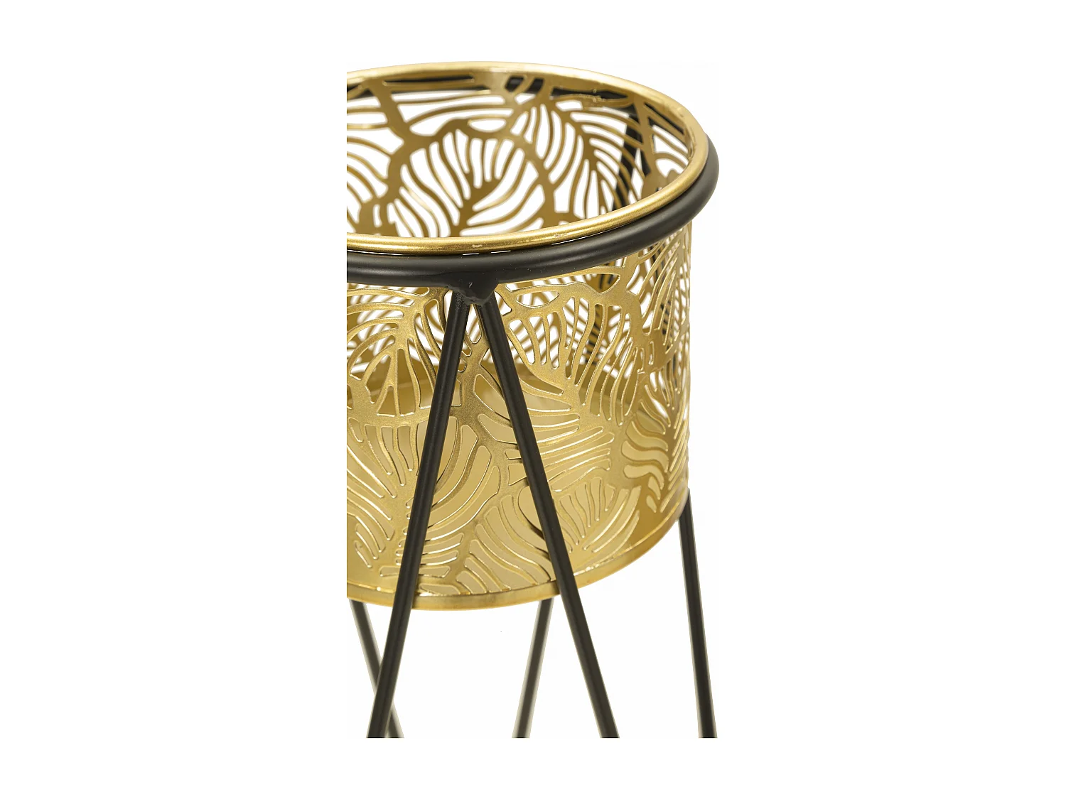 Lot de 2 Cache-Pots sur Pied "Drak" 46cm Or & Noir