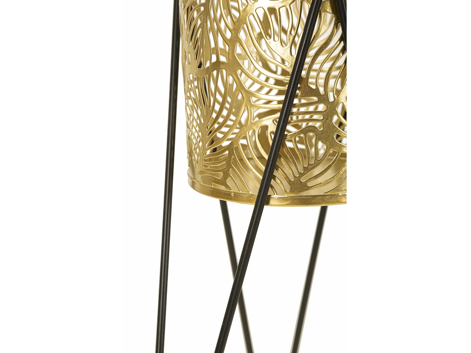 Lot de 2 Cache-Pots sur Pied "Drak" 46cm Or & Noir