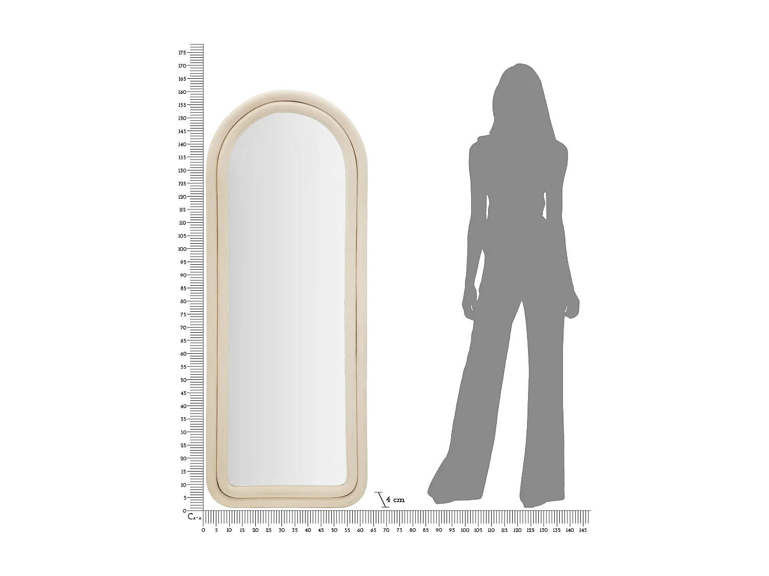 Miroir Mural en Velours "Chloé" 160cm Crème