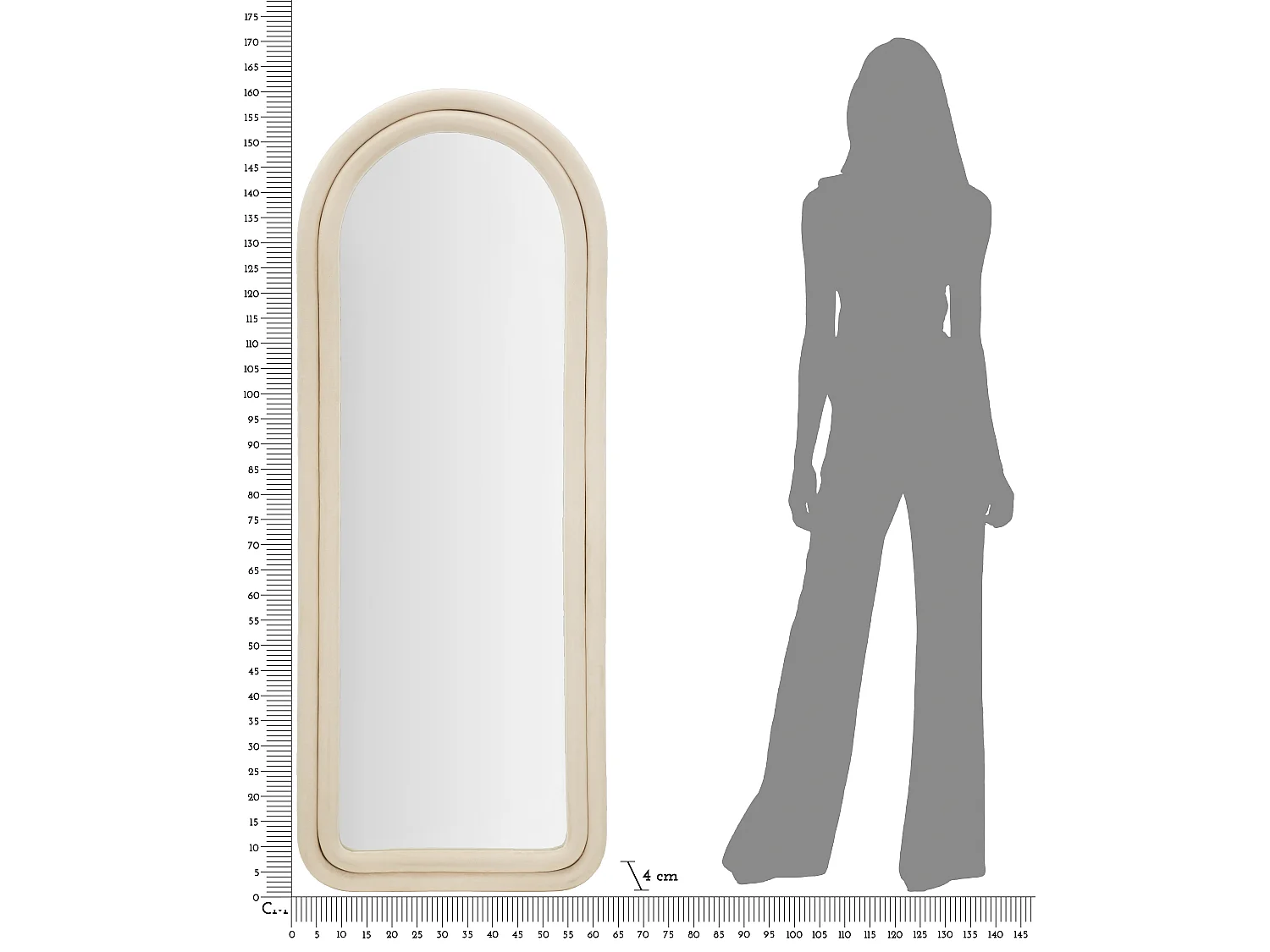 Miroir Mural en Velours "Chloé" 160cm Crème