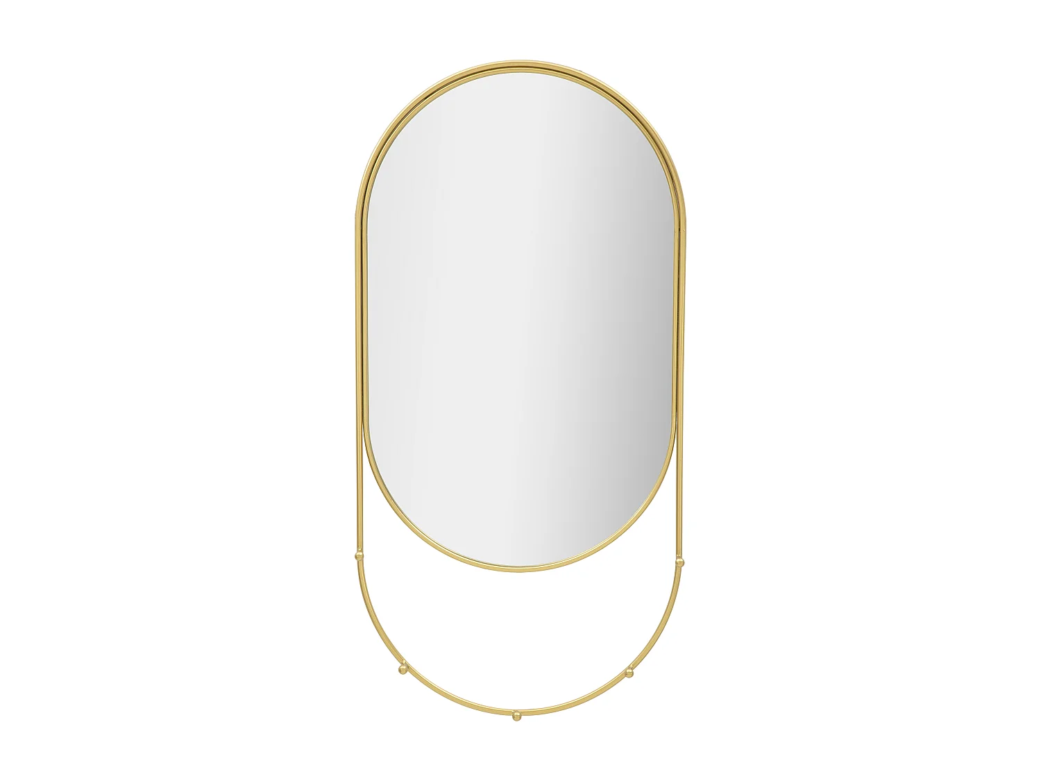 Specchio da parete in metallo dorato con appendini cm 40x5,5x79,5