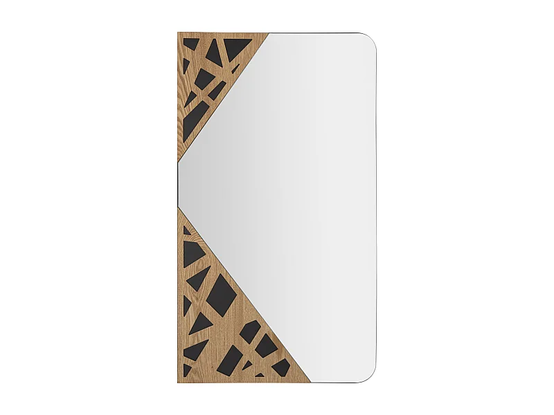 Specchio da parete in legno marrone con decori geometrici cm 50x1x90