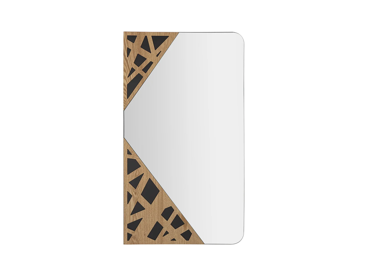 Miroir mural angle rectangulaire 50x1x90 cm avec Décorations Géométriques en Bois Tressé