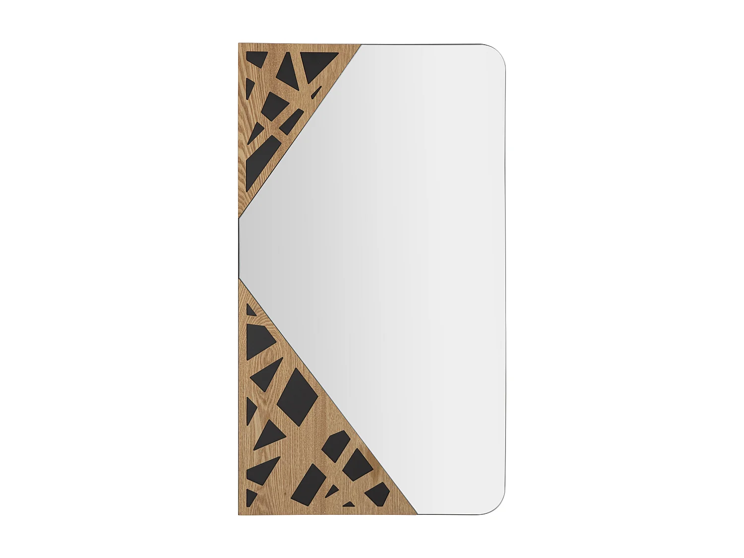 Miroir Mural Déco "Angle" 90cm Naturel & Noir