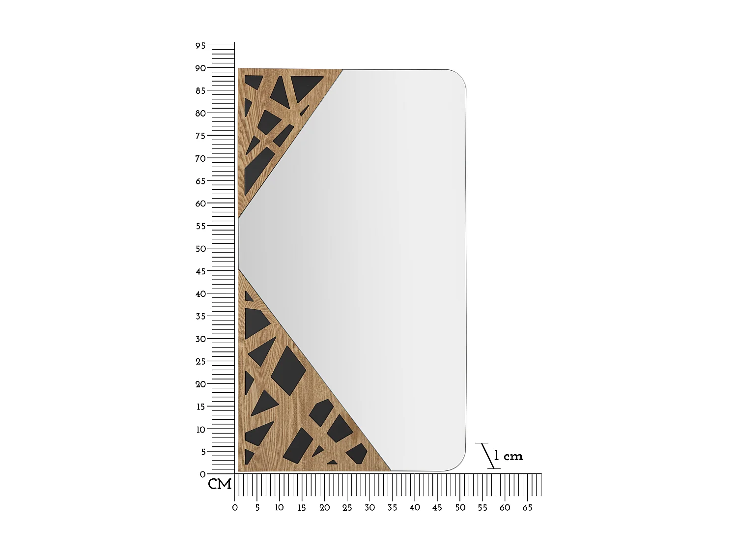 Miroir Mural Déco "Angle" 90cm Naturel & Noir