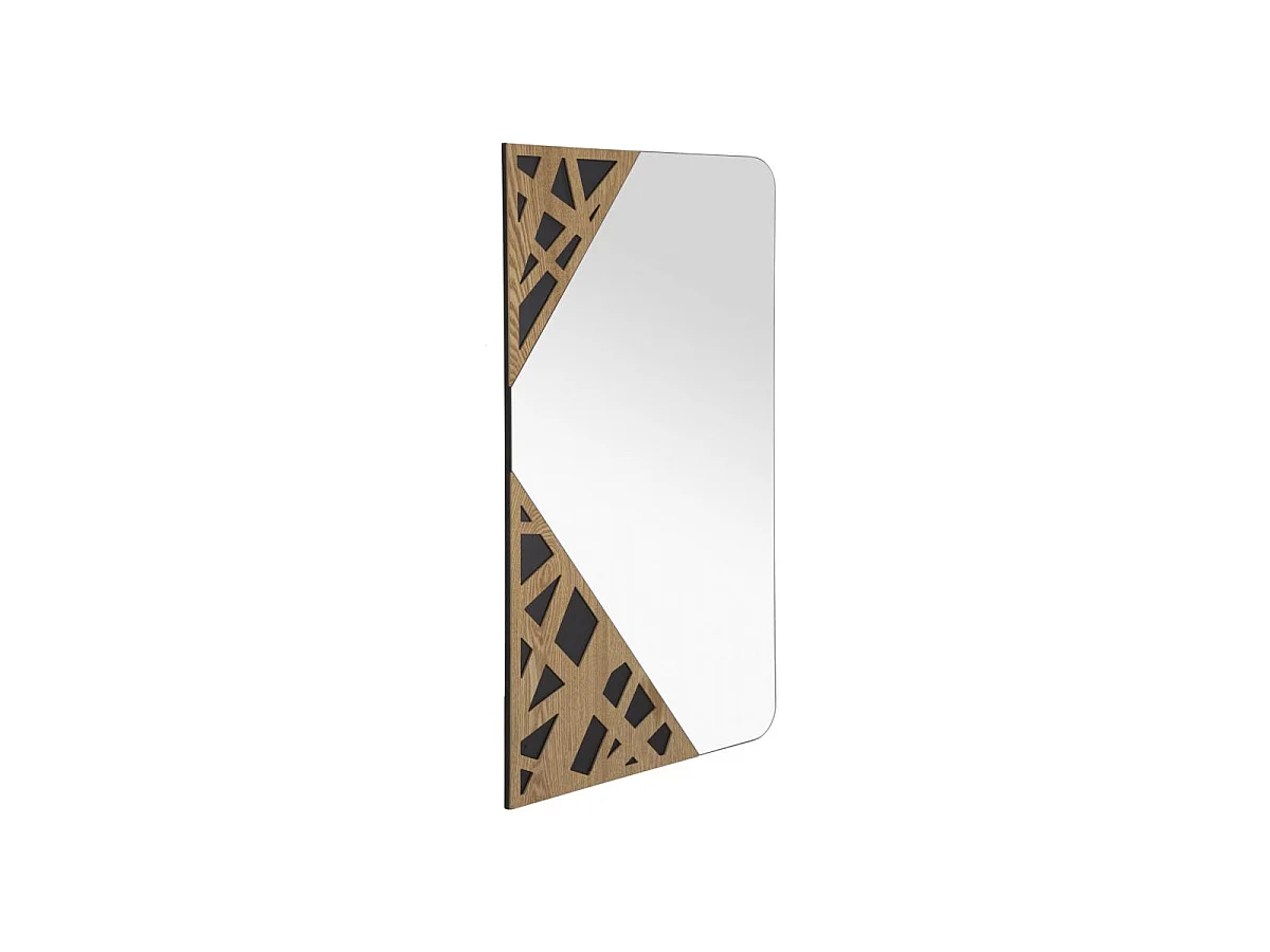 Miroir Mural Déco "Angle" 90cm Naturel & Noir
