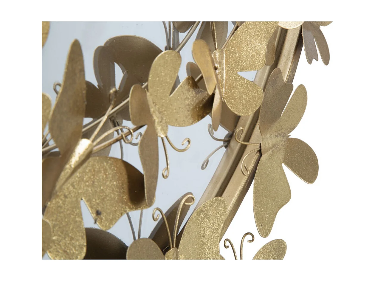 Espejo redondo de pared dorado con mariposas decorativas 74cm Butterfly S