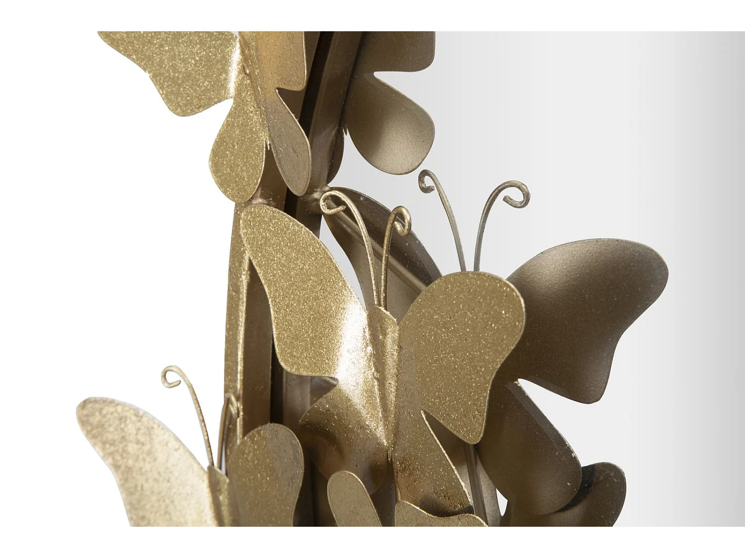 Espejo redondo de pared dorado con mariposas decorativas 74cm Butterfly S
