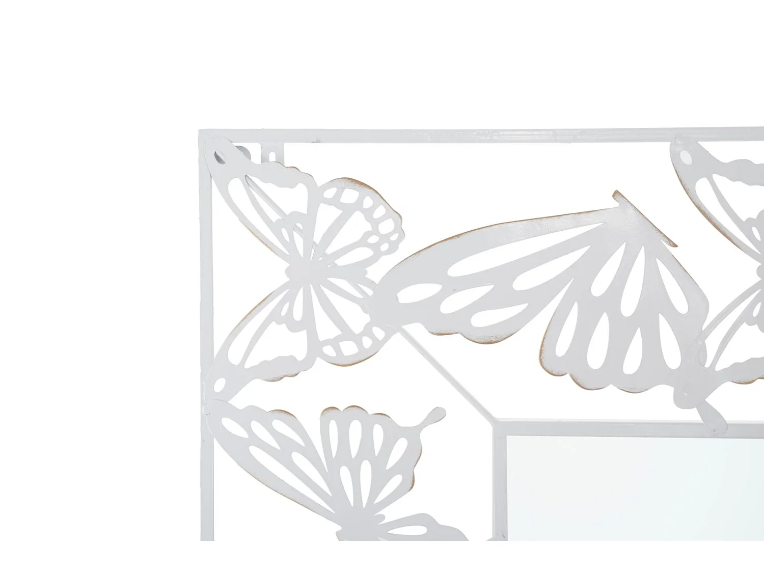 Specchio da parete con farfalle in volo in metallo bianco cm 85x1x115