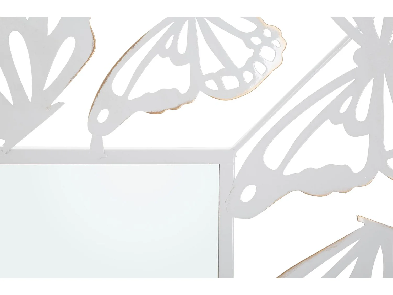 Specchio da parete con farfalle in volo in metallo bianco cm 85x1x115