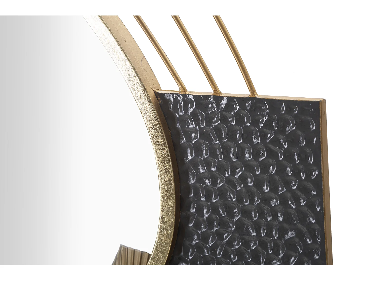 Specchio da parete in metallo dorato e grigio cm 80x7x72,4