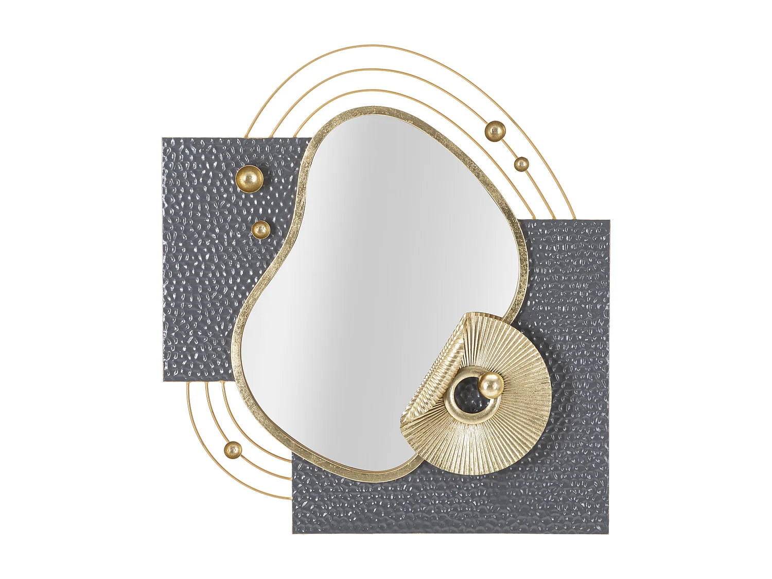 Miroir Mural Design "Art" 80cm Gris & Or