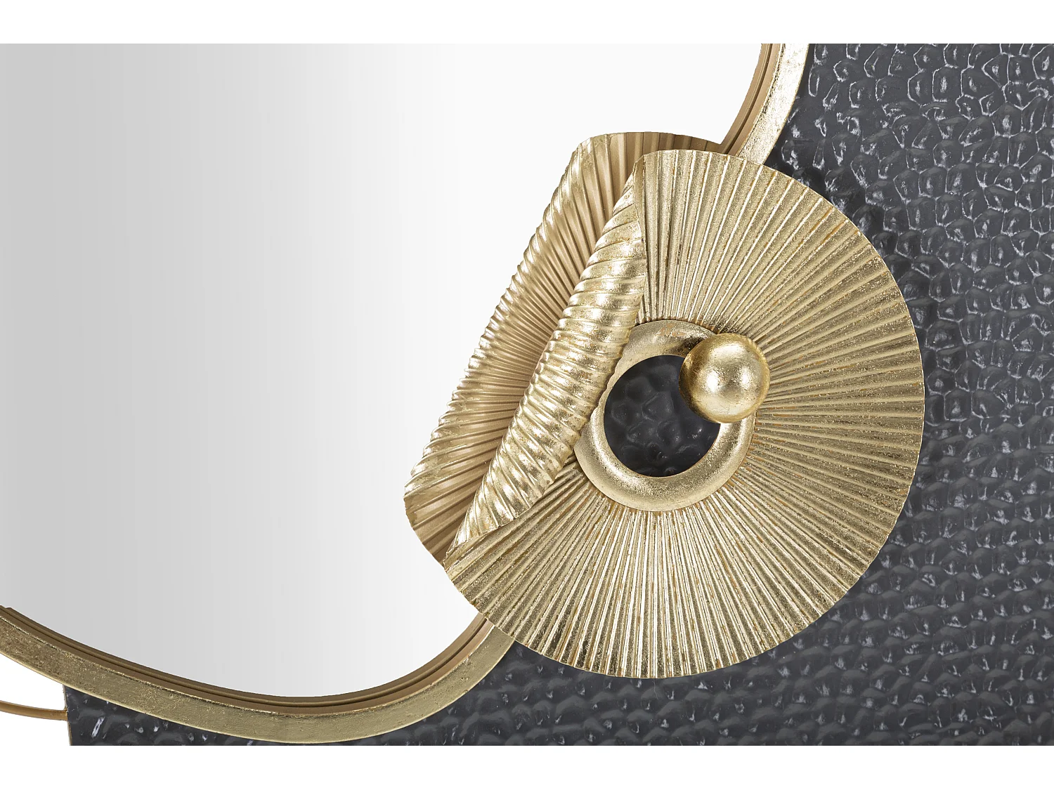 Miroir Mural Design "Art" 80cm Gris & Or