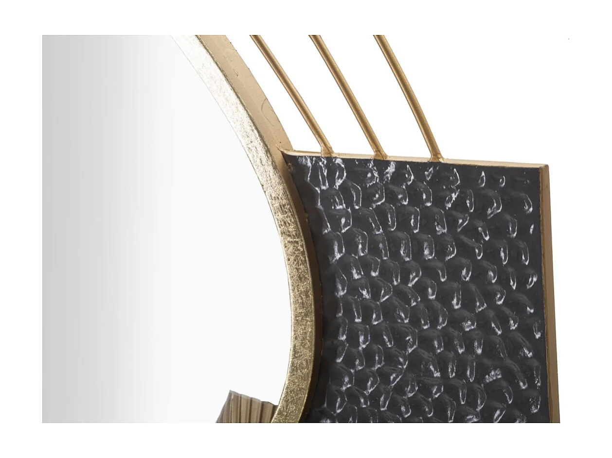 Wandspiegel van goudkleurig en grijs metaal, 80x7x72,4 cm