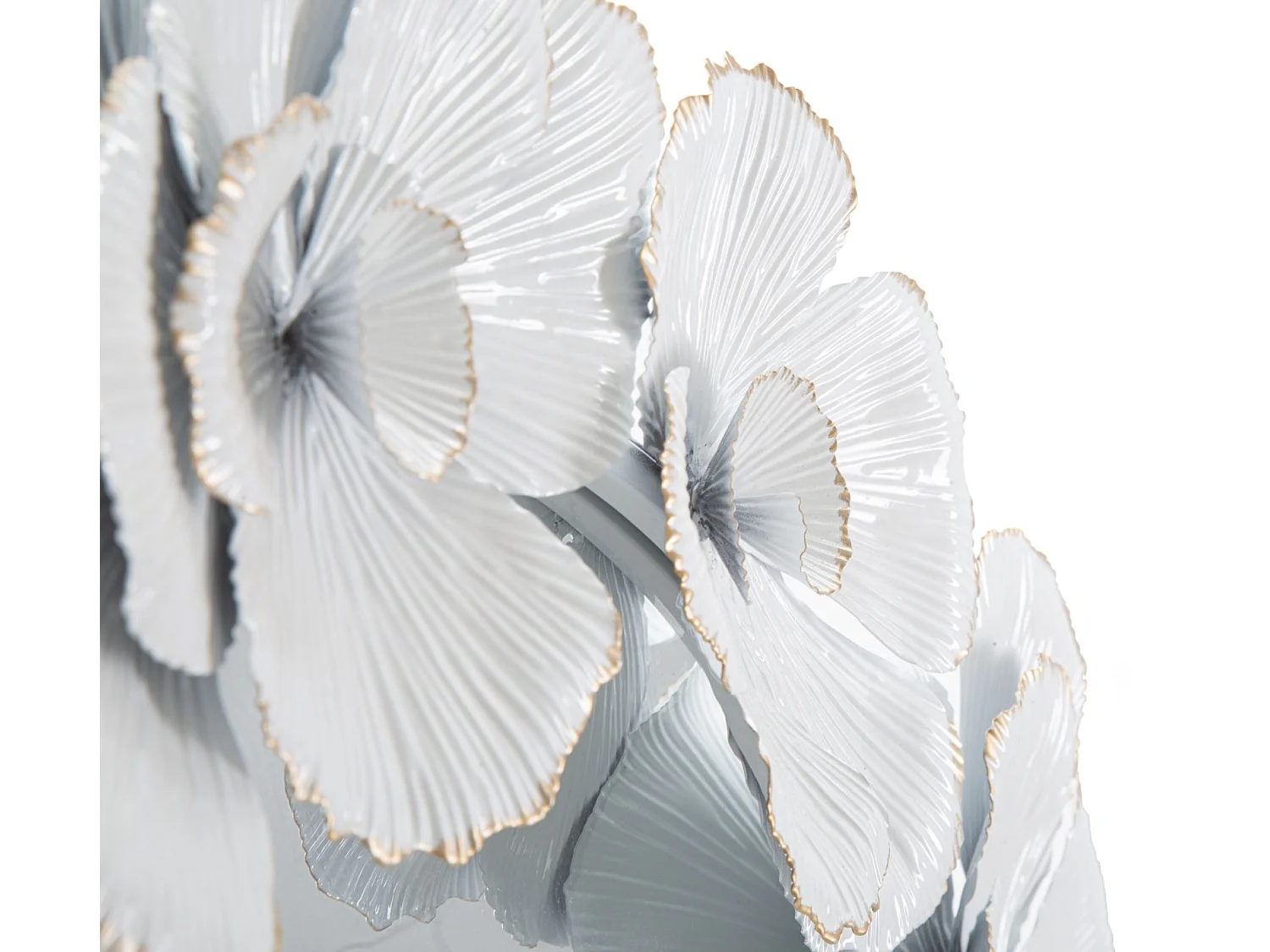 Specchio da parete con fiori in metallo bianco cm 82x2,6x85,5