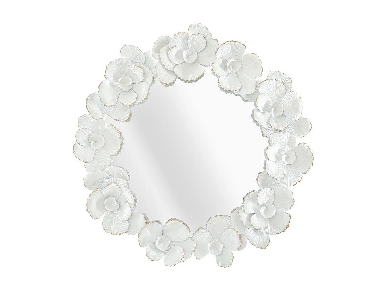 Miroir Mural Design "Flowers" 85cm Blanc