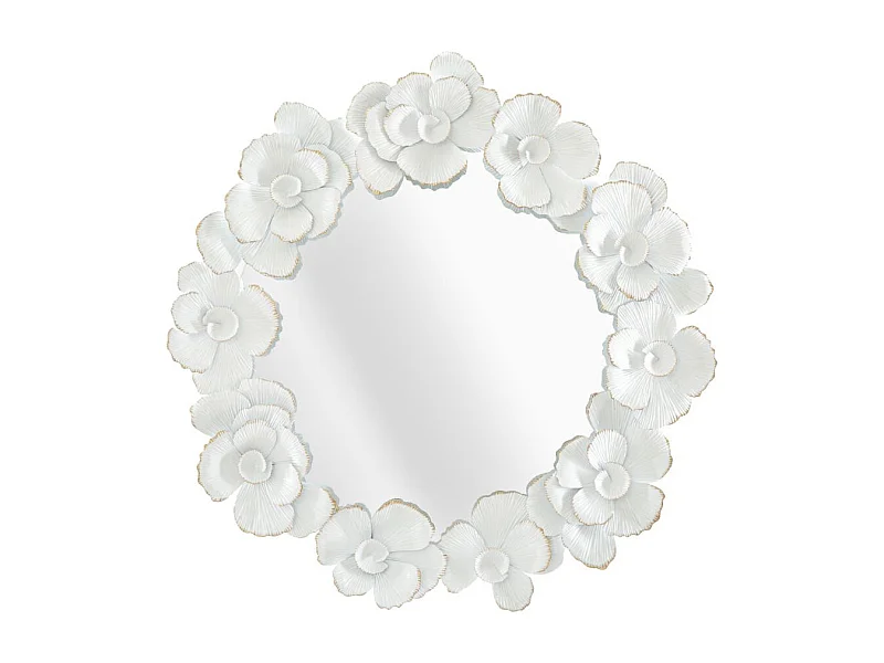 Miroir Mural Design "Flowers" 85cm Blanc