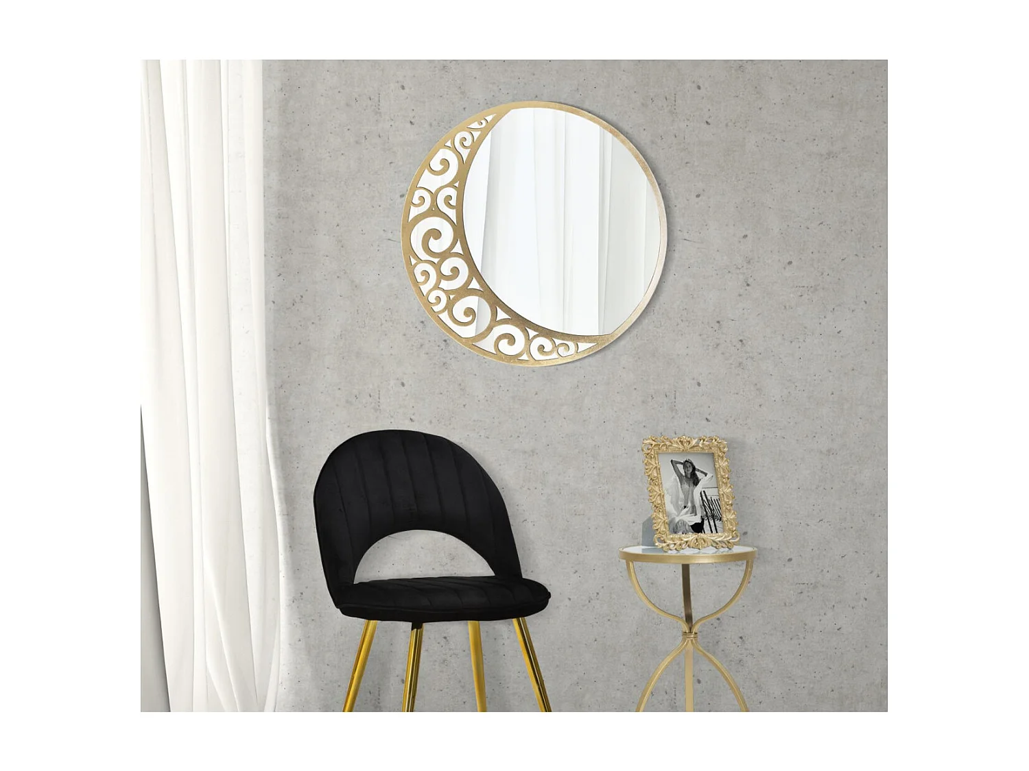 Miroir Mural Design "Luna" 72cm Or