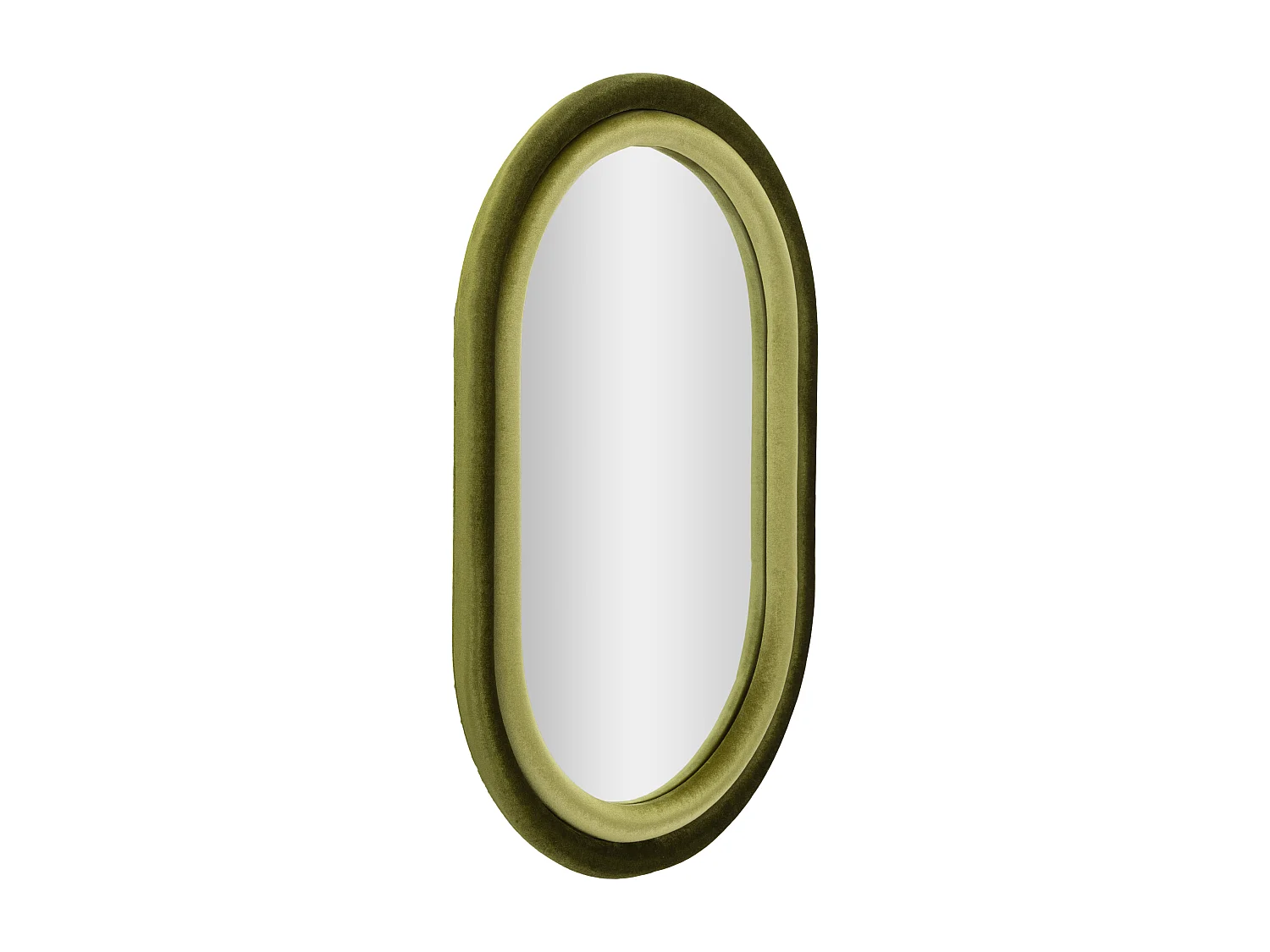 Specchio da parete in velluto verde cm 60x4x90
