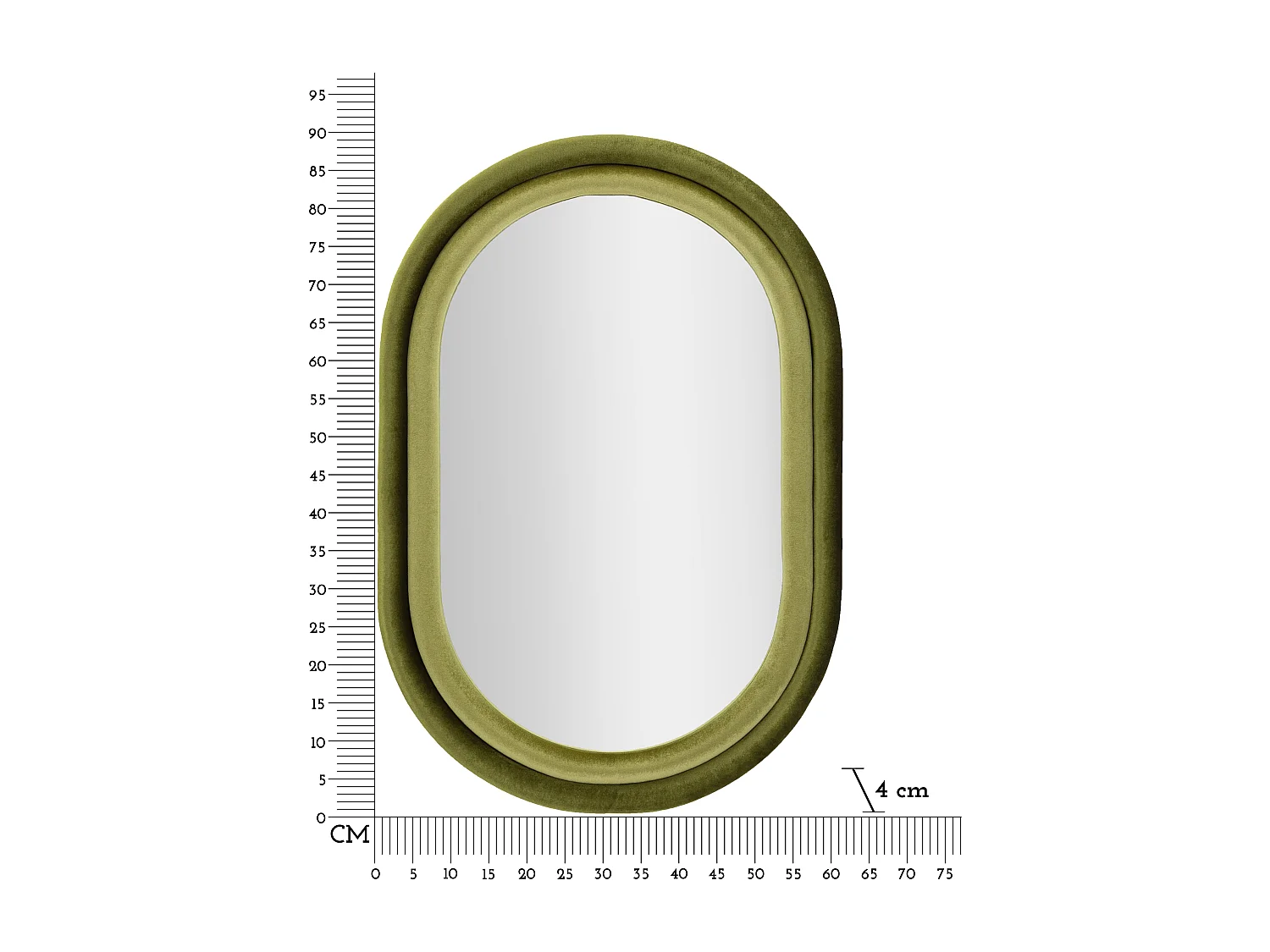 Specchio da parete in velluto verde cm 60x4x90