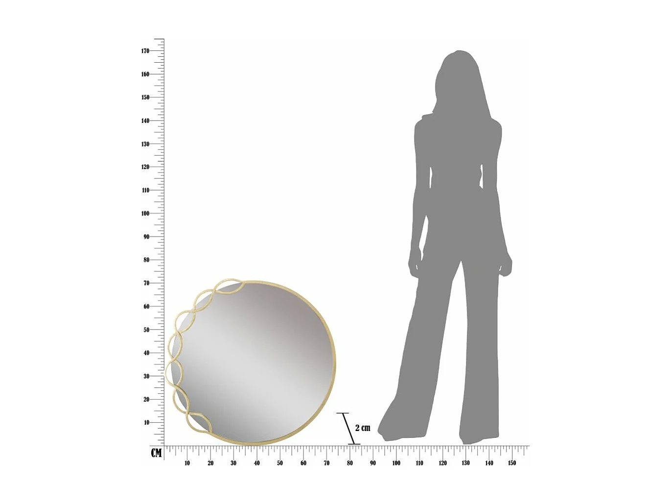 Miroir Mural Design "Eleanor" 73cm Or