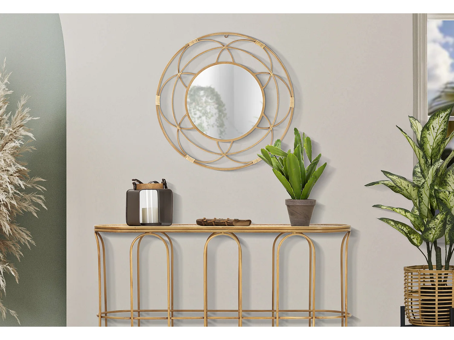 Miroir Mural Déco "Valencia" 60cm Naturel