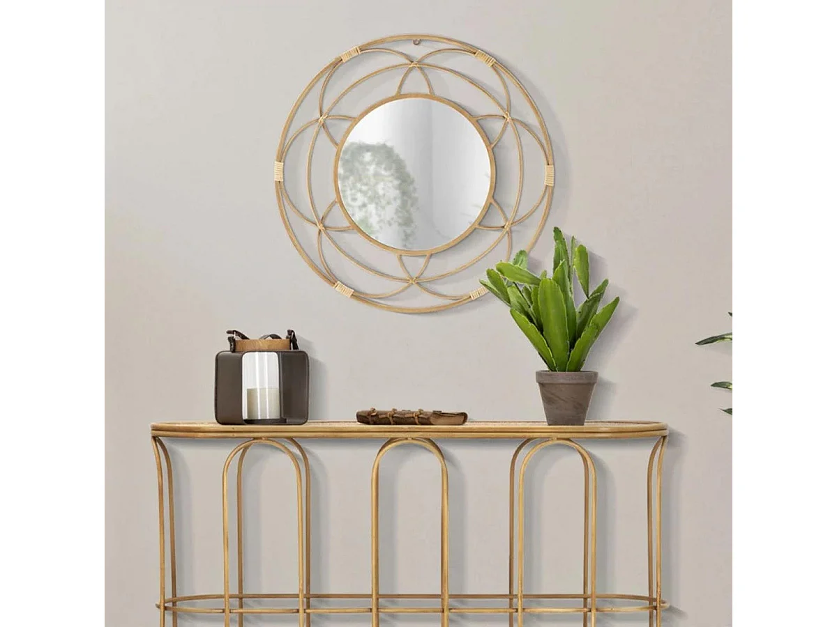 Bruine metalen wandspiegel Ø 60x3 cm