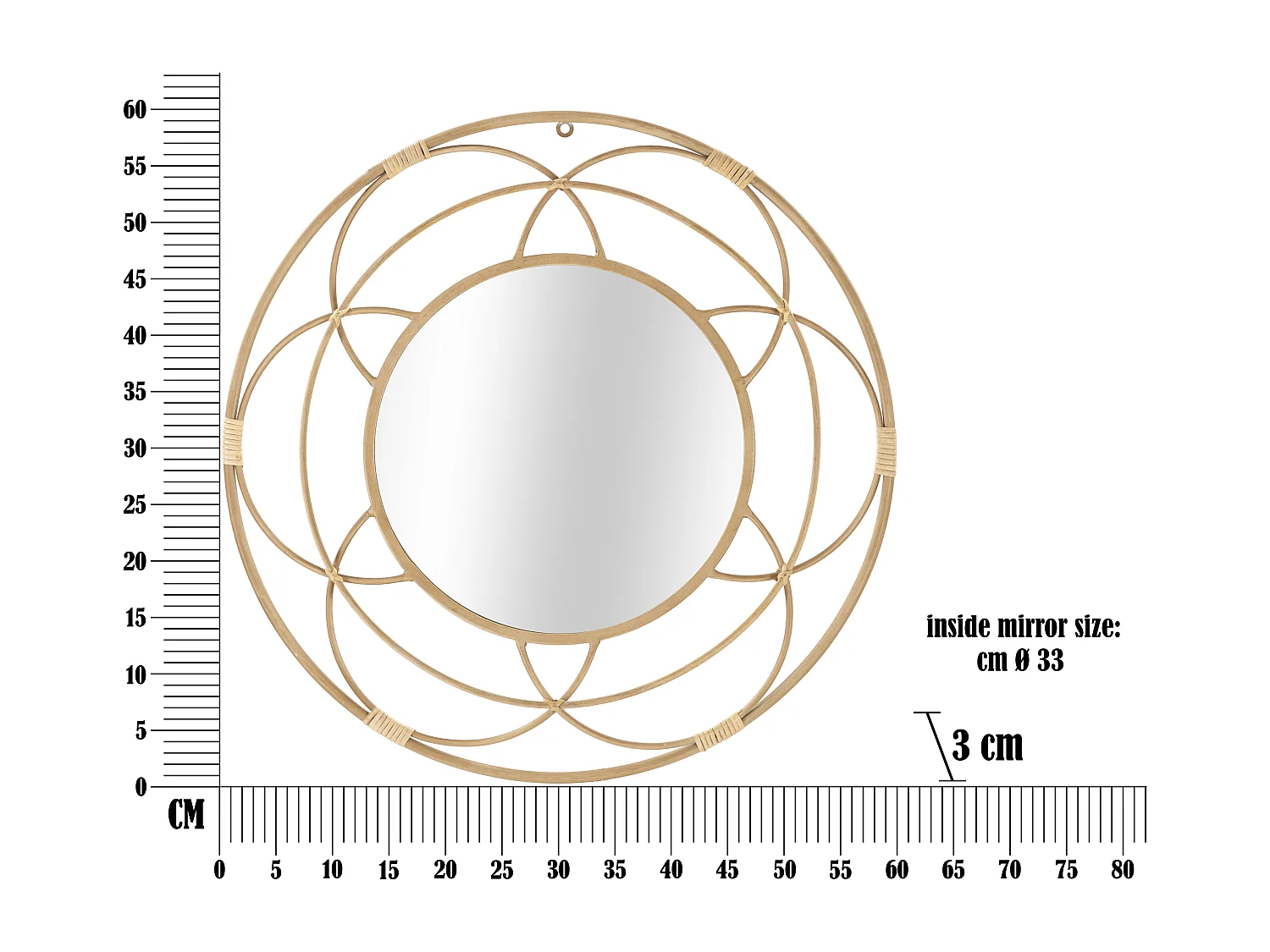 Bruine metalen wandspiegel Ø 60x3 cm