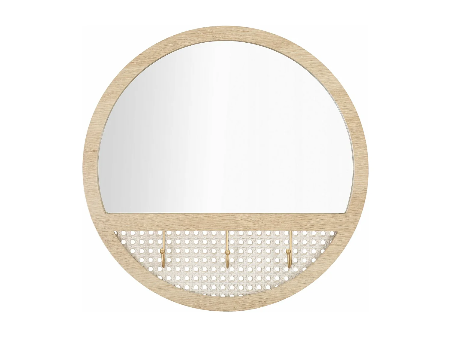 Specchio rotondo da parete in legno marrone Ø cm 50x5