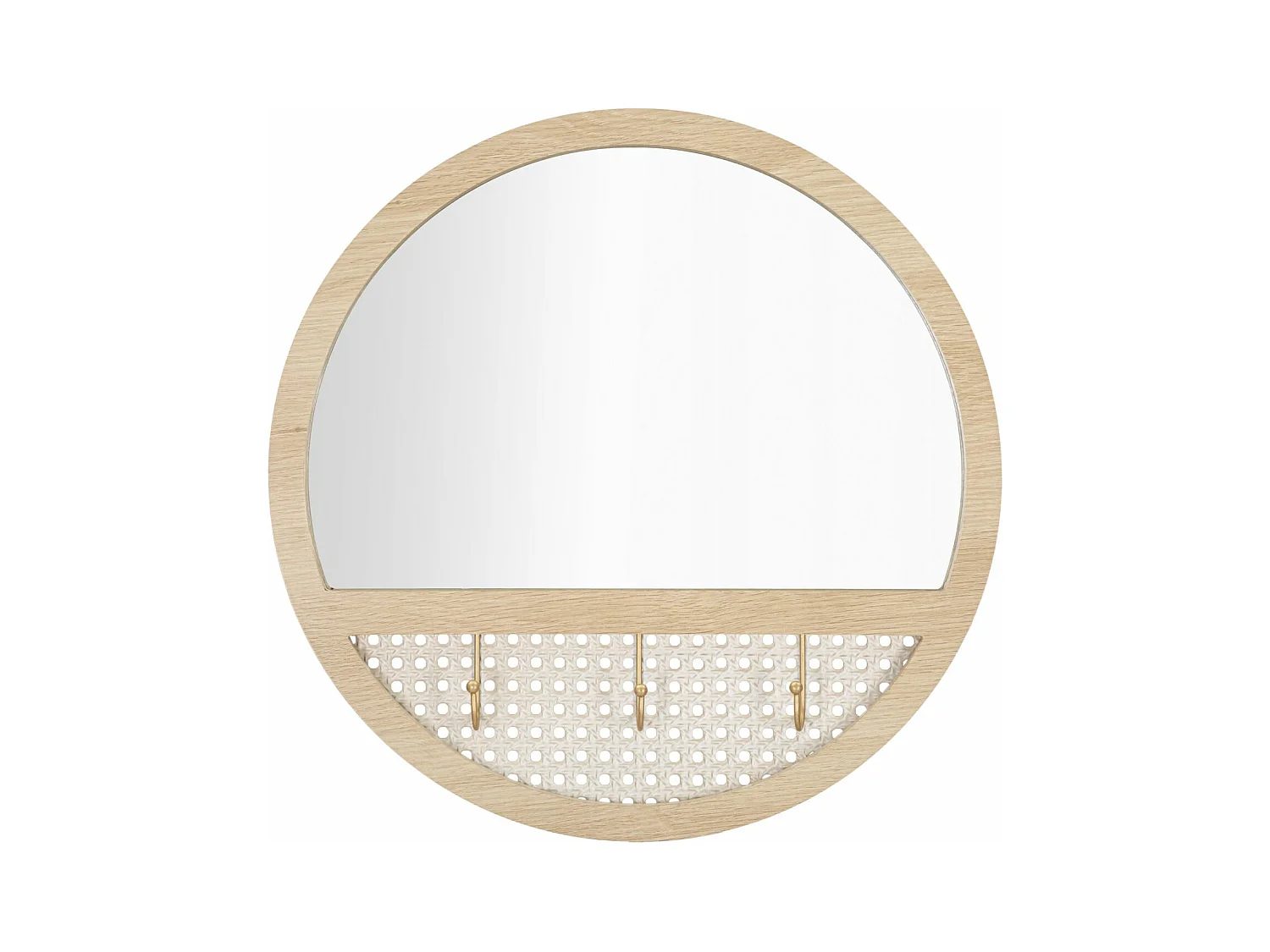 Miroir mural rond en bois marron Ø 50x5 cm
