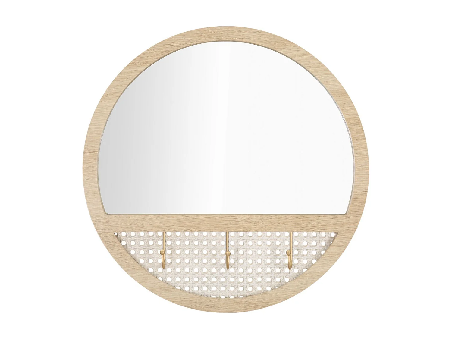 Ronde bruine houten wandspiegel Ø 50x5 cm