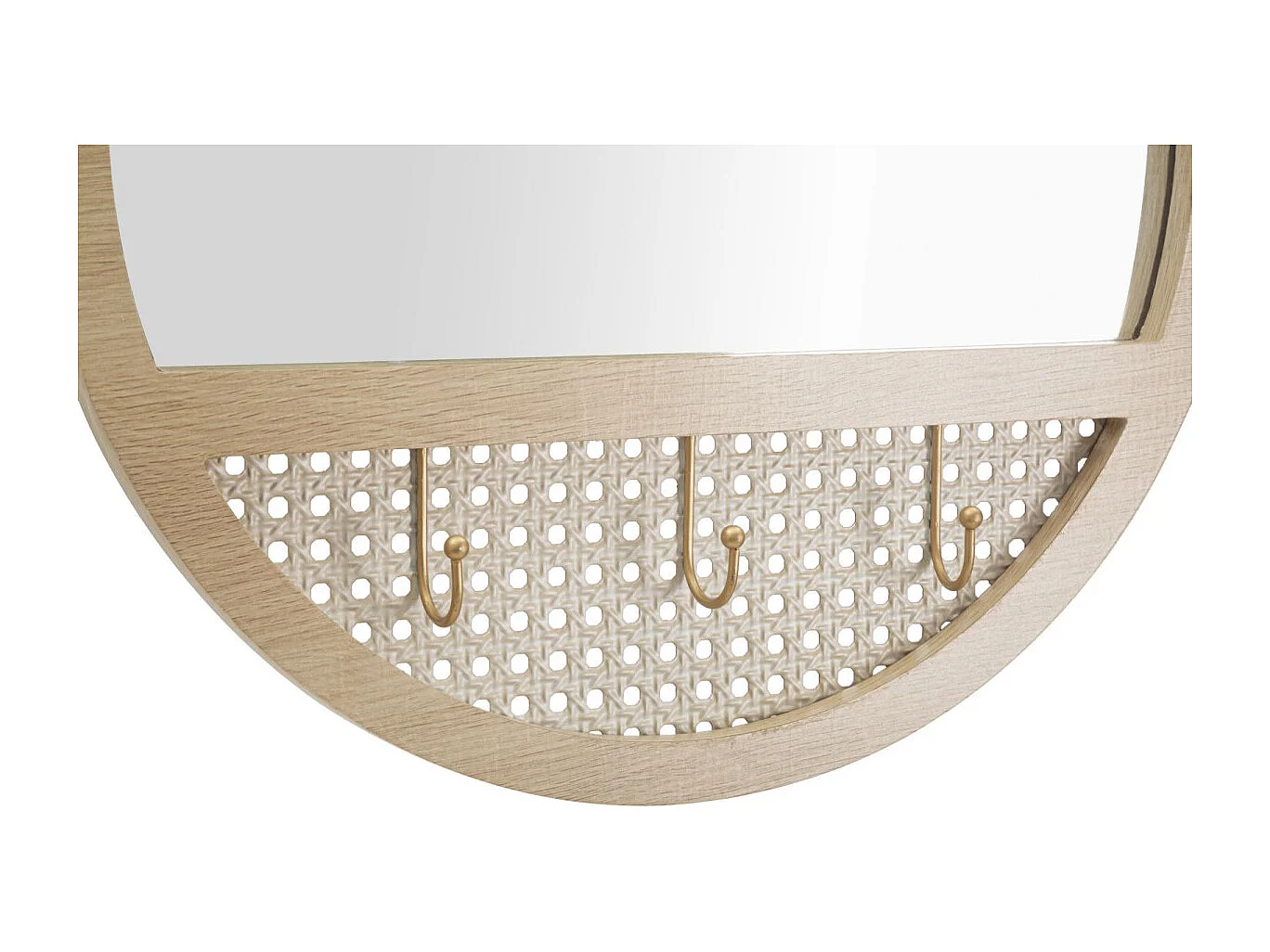 Ronde bruine houten wandspiegel Ø 50x5 cm