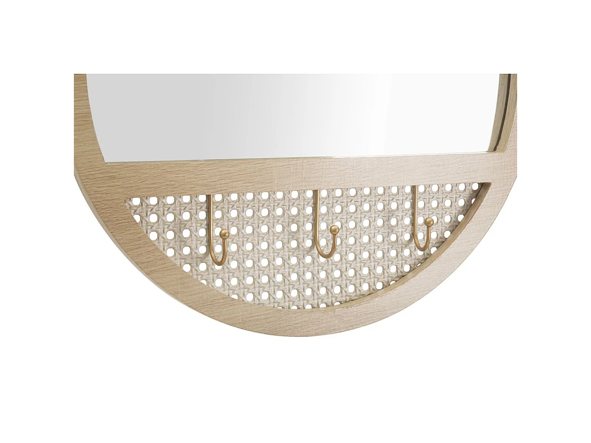 Ronde bruine houten wandspiegel Ø 50x5 cm